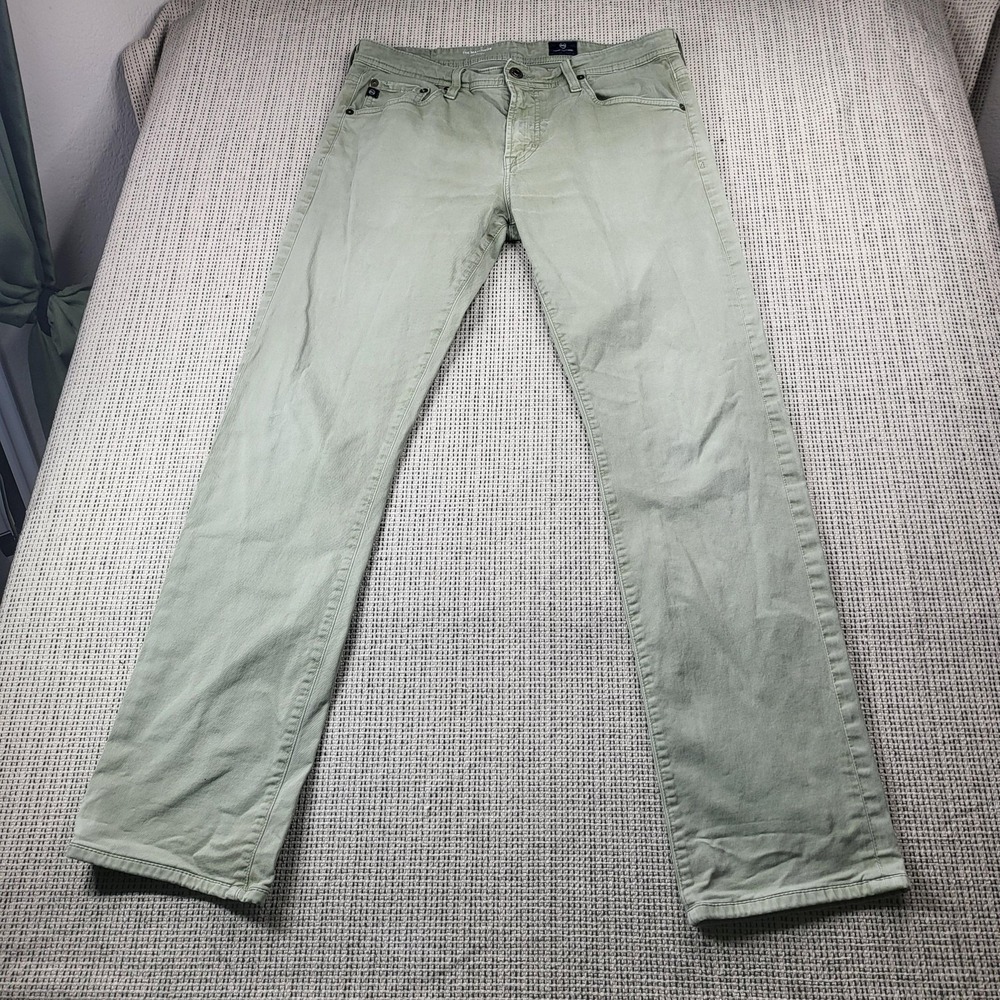 AG Adriano Goldschmied The Matchbox Jeans Mens 32x30 Light Green Slim Straight - Picture 2 of 9